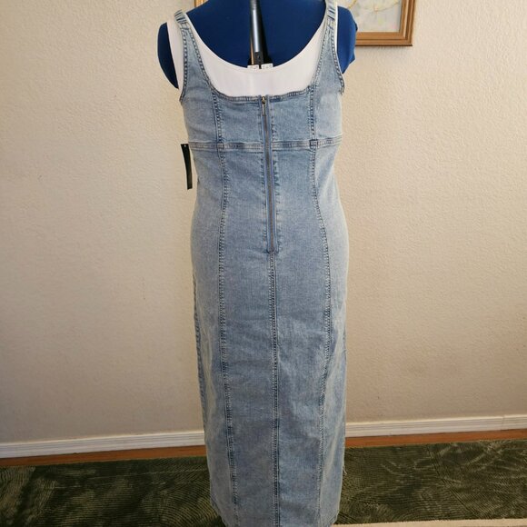 NWT long Denim dress with slit - Picture 6 of 11